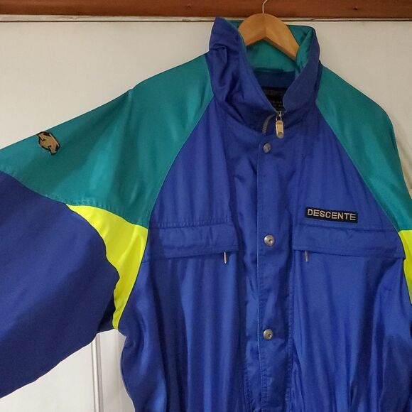 Vintage Descente Ski Suit In Retro Blue And Green - Picture 2 of 16